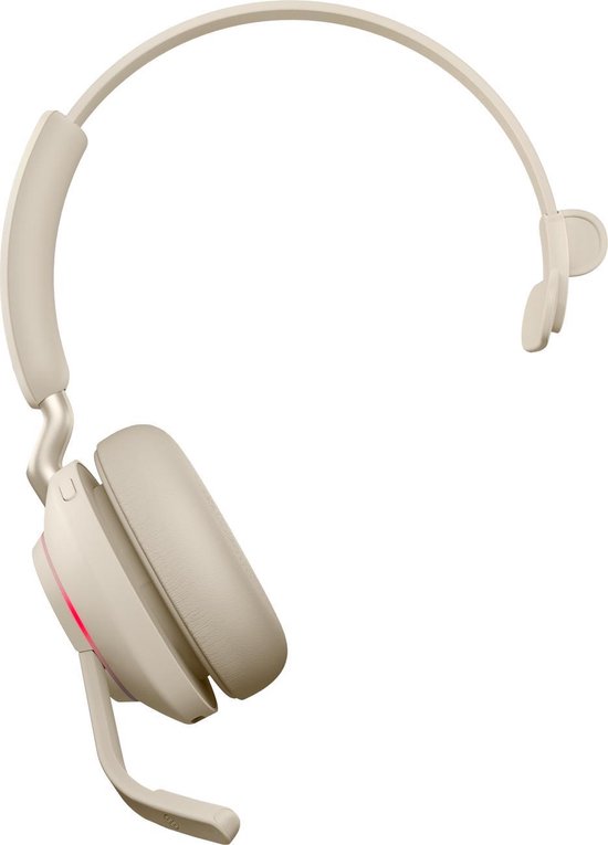 Jabra Evolve2 65 MS Mono Beige + Stand - Bluetooth Headset - met standaard  - op oor -... | bol.com