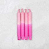 MingMing - Bubblegum x Neon Roze - Dip Dye Kaarsen - set van 4 - handgemaakte kaarsen - dinerkaarsen