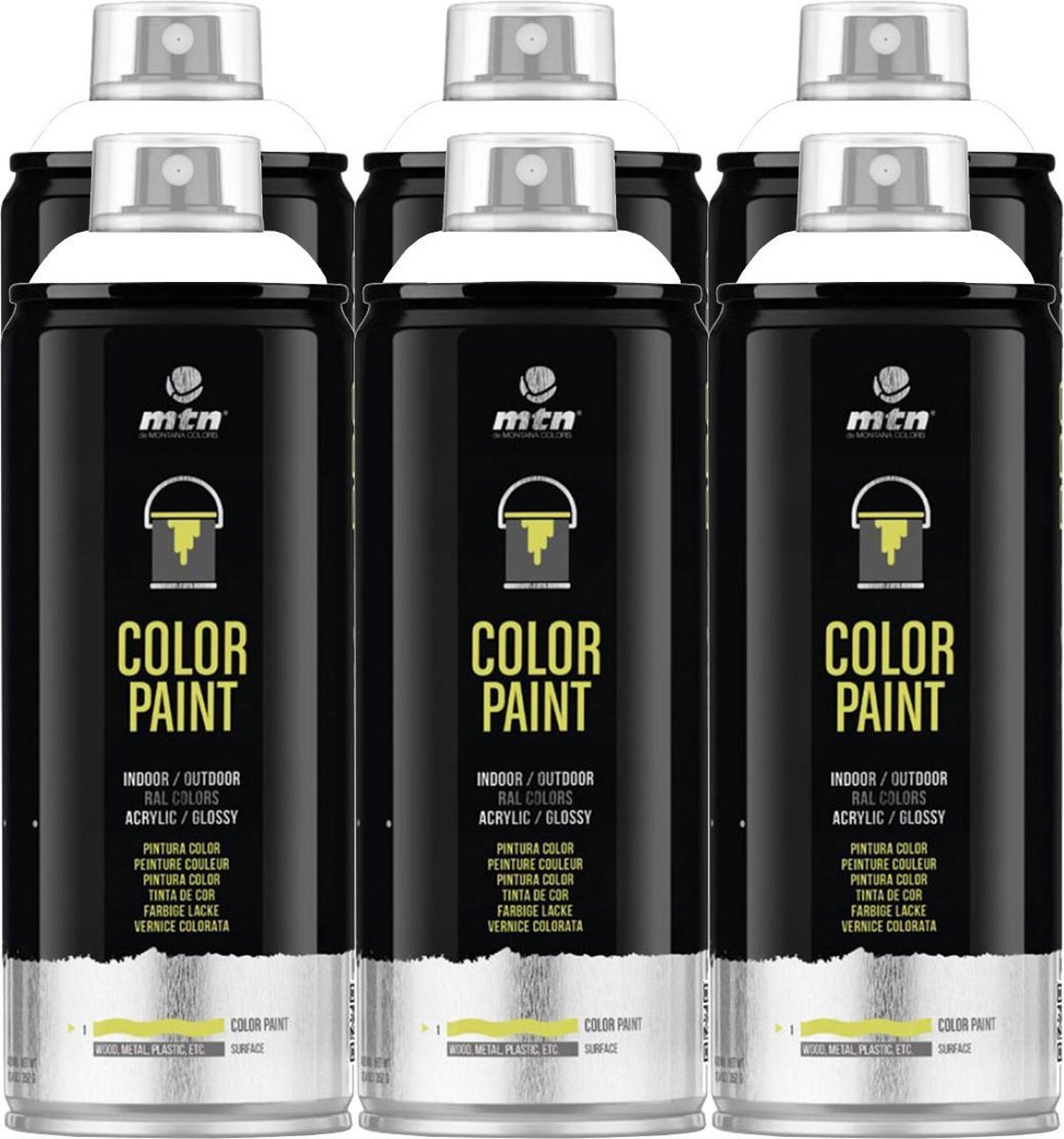 MTN PRO Color Paint RAL Spuitverf - 6 stuks - White - 400ml