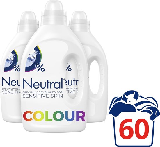 Neutral Kleur Parfumvrij Wasmiddel - 3 x 20 wasbeurten - Voordeelverpakking