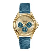 Furore - Brilliance - FU2803 - dameshorloge - 38mm - leren band - geelgoud en blauw