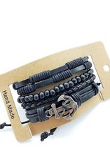 Armband heren set zwart-Cadeau man verjaardag-Herenarmband natuurleer set zwart