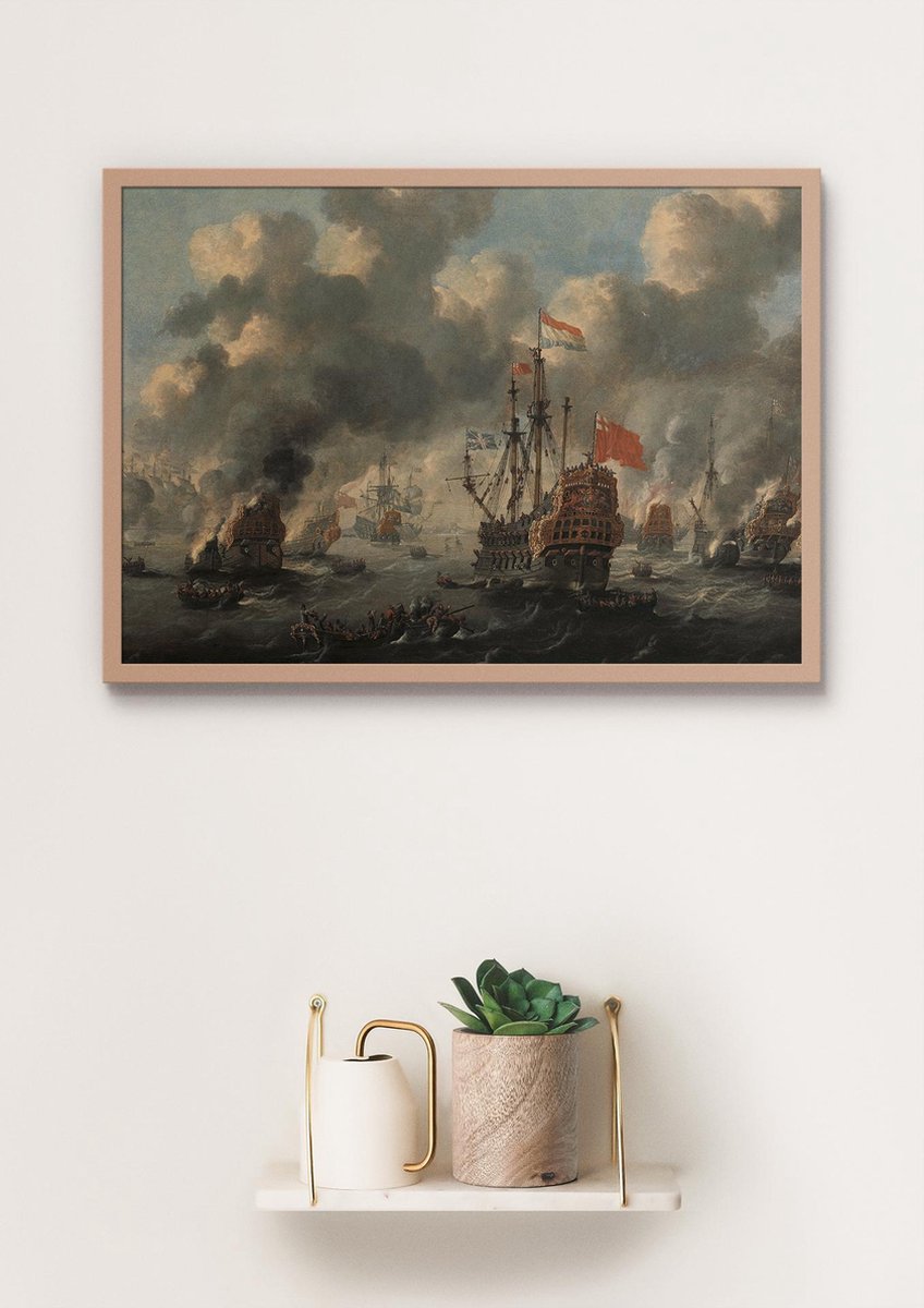 Esque Poster In Houten Lijst - Tocht naar Chatham - Peter van der Velde - Michiel de Ruyter - Large 50x70