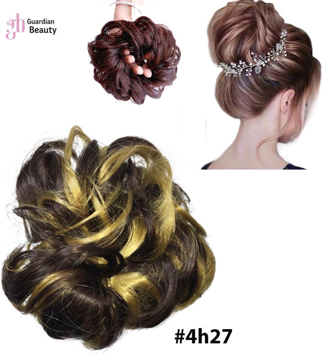 Messy Haarstuk Bun #4h27 | Haar wrap extension | Haarstuk Clip-In Twist Bun | Hair Bun | Haarstuk Hair Extensions Donut Ponytail Messy Bun - 40 Gram