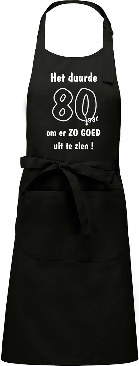 Mijncadeautje - Keukenschort - BBQ schort - Het duurde 80 jaar - zwart