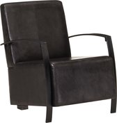 Fauteuil zwart echt leer 64x77x80 cm