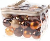 Veluw Kerstballen Kunststof - Mix Bruin - Ø6cm - Set van 48