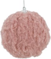 Oneiro's luxe kerstbal FLUFFY Pink – ø80 mm- kerstbal - luxe verpakking – kerstcollectie – kerstdecoratie – kerstboomhanger – kerstversiering