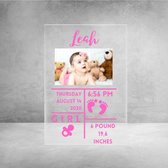 FIX Studio's - valentijn cadeau - glasplaat - Kraamcadeau - baby - babyshower - babygift - geboortecadeau - gepersonaliseerd babycadeau - zonder houter - fotolijst - uniek