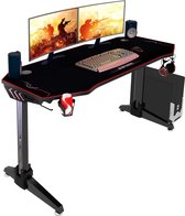 Luxiqo Game Bureau met LED verlichting 140 cm - Zwart - 140 x 57 x 73 cm - Mousepad Desk - Verstelbaar Game Bureau