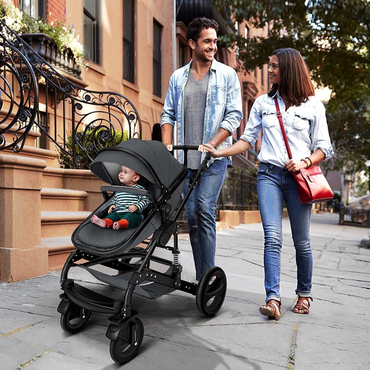 Kinderwagen 3 in 1 - inclusief accessoires - Antraciet/Zwart - afbeelding 2