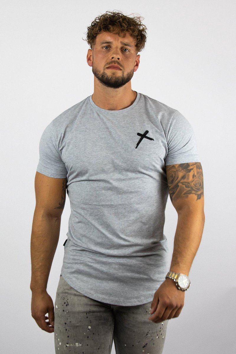REJECTED CLOTHING - Grijs Zwarte T shirt - Limited Edition - Slim Fit - Maat L