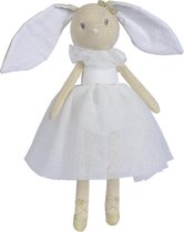 Nicotoy Konijn ballerina wit jurkje 33cm - Knuffelpop