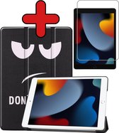 iPad 10.2 2021 Hoes Luxe Book Case Cover Hoesje (10,2 inch) Met Screenprotector - Don't Touch Me