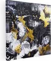 Artaza Canvas Schilderij Abstracte Kunst met Zwart, Wit en Goud - 30x30 - Klein - Foto Op Canvas - Canvas Print