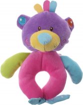 pluche rammelaar beer paars/roze 16 cm