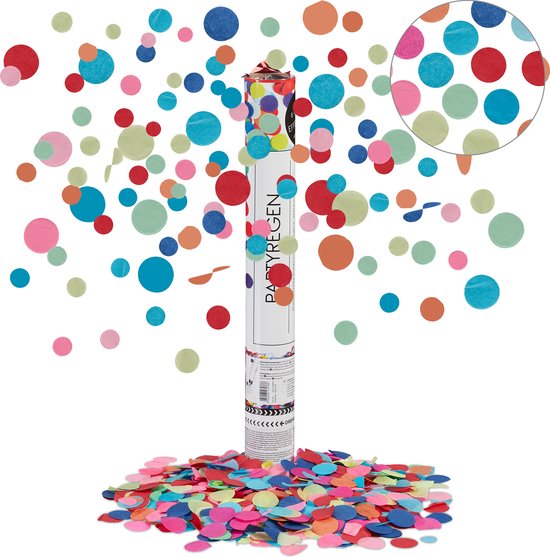 relaxdays confetti canon grand - popper de fête coloré - 40 cm - anniversaire - décoration