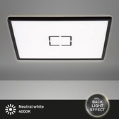 Briloner Leuchten - Led-plafondlamp, plafondlamp met achtergrondlichteffect, 22 W, 3.000 lumen, 4.000 Kelvin, vierkant, wit-zwart
