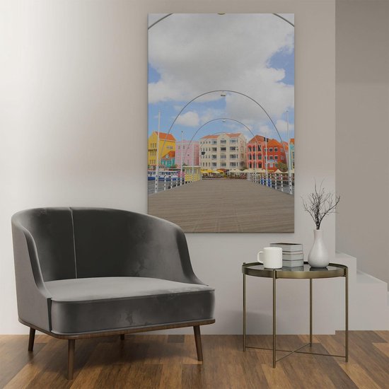 Artaza - Peinture sur toile - Maisons colorées de Willemstad à Curaçao - 80x120 - Groot - Photo sur toile - Impression sur toile