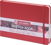 Schetsboek - Tekenboek - Harde kaft - Met Elastiek - Rood - 21x14,8cm - 140gr - 80blz - Talens