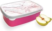 Broodtrommel Roze met White Pink Marble Design