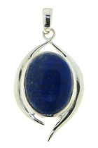 SilverGems Zilveren hanger met ovale cabouchon geslepen Lapis Lazuli edelsteen