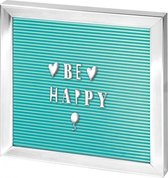 happy me letterbord 20 x 20 cm mintgroen/zilver