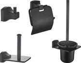 Mawialux 4-delig toiletaccessoire set - Vierkant - Mat zwart - ACMZSET