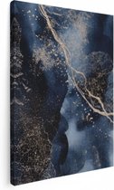 Artaza Canvas Schilderij Abstracte Kunst - Zwarte Marmer met Gloed - 30x40 - Klein - Foto Op Canvas - Canvas Print