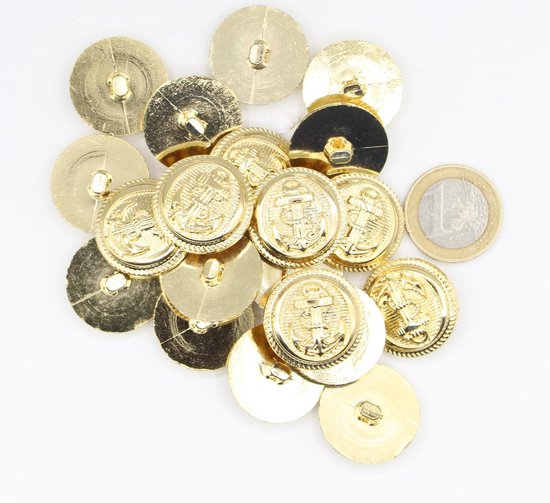 Foto: 100 gouden metalen knoop 23mm vintage blazerknopen anker stijl italiaanse kwaliteit