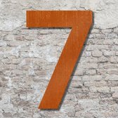 Huisnummer 7 - Cortenstaal Roest Huisnummer 20 cm hoog - Blinde bevestiging