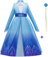 Prinsessenjurk meisje - Elsa Jurk - Prinsessen Verkleedkleding - maat 104/110 + Elsa vlecht - Verkleedjurk-Verkleedkleren meisje