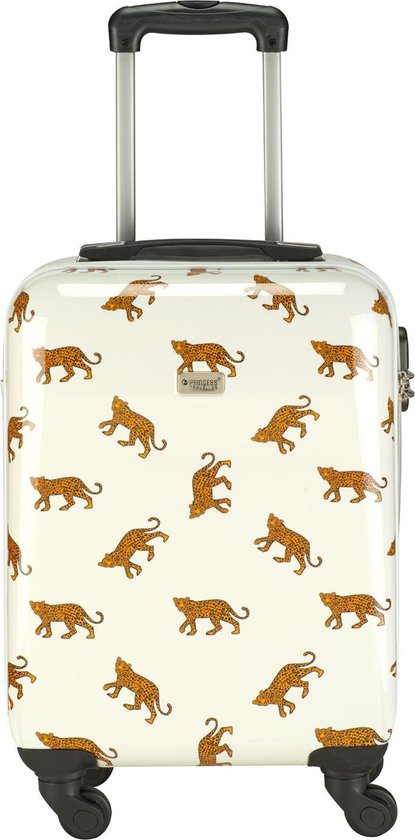 Categorie vloeistof wekelijks Princess Traveller Trendy Animal collection - Handbagage koffer - Leopard -  Wit - 56cm | bol.com