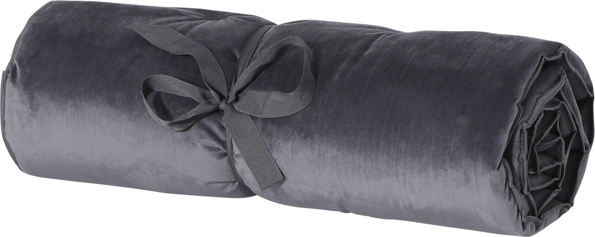 Madison outdoor loungekussen in grijs fluweel, 180x68 cm, met plaid design en comfortabele uitstraling.