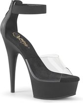 Pleaser Sandaal met enkelband -35 Shoes- DELIGHT-624 US 5 Zwart/Transparant