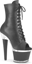 Pleaser Plateau Laarzen, Paaldans schoenen -36 Shoes- SPECTATOR-1021 US 6 Zwart/Transparant