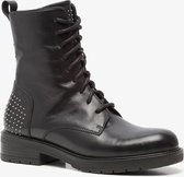 Harper leren dames veterboots met studs - Zwart - Maat 40 - Echt leer