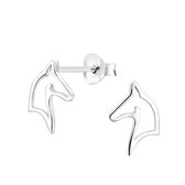 Joy|S - Zilveren paard oorbellen - paardenhoofd - 7 x 11 mm