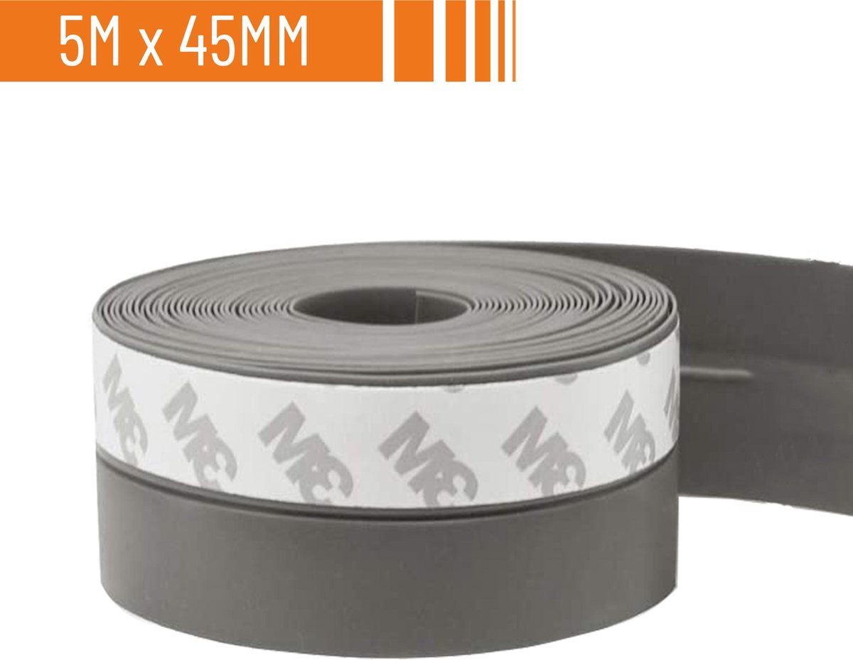 Simple Fix Tochtstrip - 500cm x 4.5cm - Tochtstrips voor Deuren - Tochtstopper - Tochtrol - Tochtband - Tochthond - Zelfklevend en Isolerend - Grijs