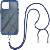 Apple iPhone 13 Pro Max Hoesje met Koord Back Cover Keycord Blauw