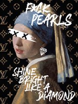 PosterGuru - canvas schilderij - Shine Bright Like a Diamand - Het meisje met de parel - 60 x 90 cm
