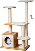 Designed by Behave - Krabpaal voor Katten - Krabton - Huisje - Beige - Hout - 65 x 47 x 119 cm