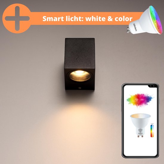 Proventa® Ambiance WIFI LED Wandlamp - White & Color - Bedienbaar met App - Zwart