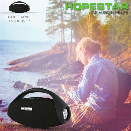 Bluetooth Draadloze Draagbare Speaker Hopestar H31 Zwart 32W Stereo Subwoofer USB AUX Batterij