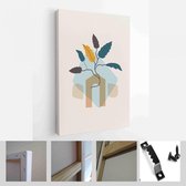 Abstracte botanische organische kunst illustratie. Set van zachte kleur schilderij kunst aan de muur voor huisdecoratie. Minimalistisch canvas achtergrondontwerp - Modern Art Canva