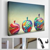 Houten appels met de hand beschilderd. Handgemaakte, hedendaagse kunst - Modern Art Canvas - Horizontaal - 258943688