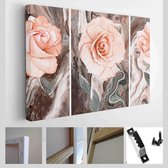 Decoratie voor het interieur. Moderne abstracte kunst op canvas. Set van foto's met verschillende texturen en kleuren. Roze roos - Modern Art Canvas - Horizontaal - 1245890788