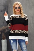 Trui Sweater Dames - Colorblock Wijnrood - Maat XL