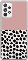Samsung A52s hoesje siliconen - Stippen roze | Samsung Galaxy A52s case | Roze | TPU backcover transparant