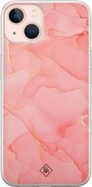 iPhone 13 hoesje siliconen - Marmer roze | Apple iPhone 13 case | TPU backcover transparant